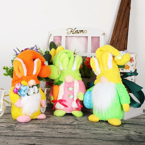 Adorno Gnomo Peluche de Pascua LED Con Orejas de Conejo Muñeca Rudolph Luminosa Decoración Hogar Primavera Festiva Escritorio