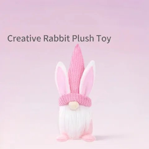 Decoración de Gnomo de Conejo de Pascua de Peluche Orejas de Conejo Tejidas Muñeca Sin Rostro Tomte Hecha a Mano Adorno de Mesa