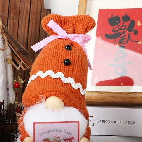 Gnomo de Navidad Nórdico Peluche Rudolph Adorno Con Letrero Gingerbread Cafe Gorro de Concha de Punto Decoración Hogar