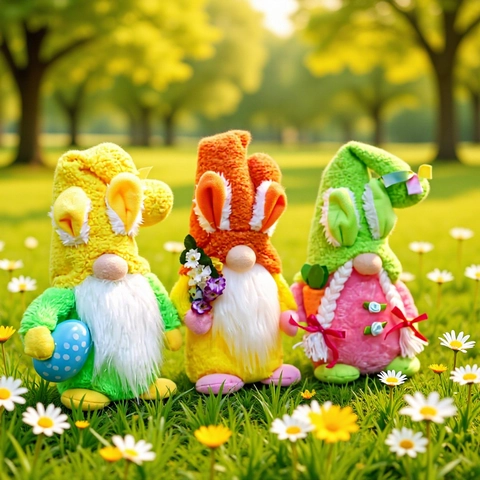 Ornamento Gnomo Peluche di Pasqua LED Con Orecchie da Coniglio Bambola Rudolph Luminosa Decorazione Casa Primavera Festiva da Scrivania