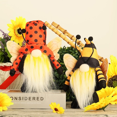 Bee Sunflower Gnome Plush Doll Ladybug Faceless Doll Ornaments Spring Summer Garden Party Decorations Home Decor Gift
