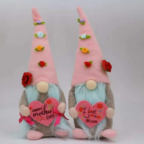 Mother's Day Gnome Plush Doll Pink Heart Faceless Gnome Ornaments Scandinavian Tomte For Mom Gift Home Decoration Decor
