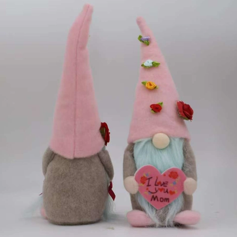 Mother's Day Gnome Plush Doll Pink Heart Faceless Gnome Ornaments Scandinavian Tomte For Mom Gift Home Decoration Decor