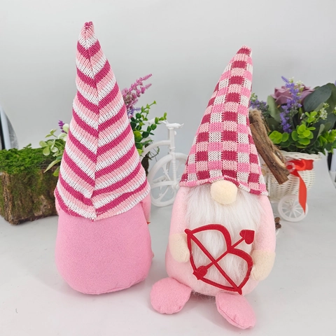 Valentine Day Gnome Plush Pink Heart And Cupid Arrow Nordic Tomte Decoration Romantic Desktop Ornaments Holiday Festive Gift