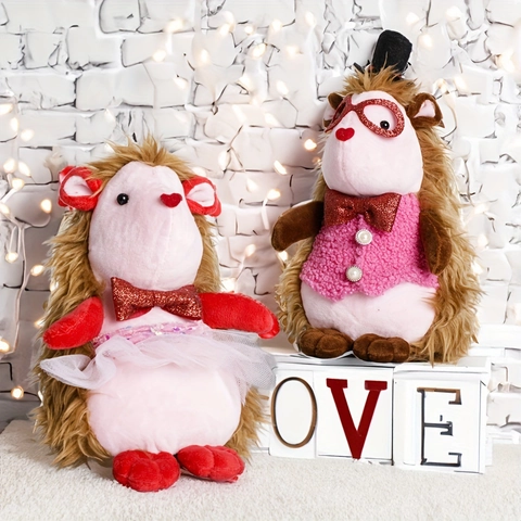 Valentine's Day Hedgehog Plush Toy Cute Stuffed Animal Doll Couple Set For Home Decoration Gift Romantic Soft Plushies