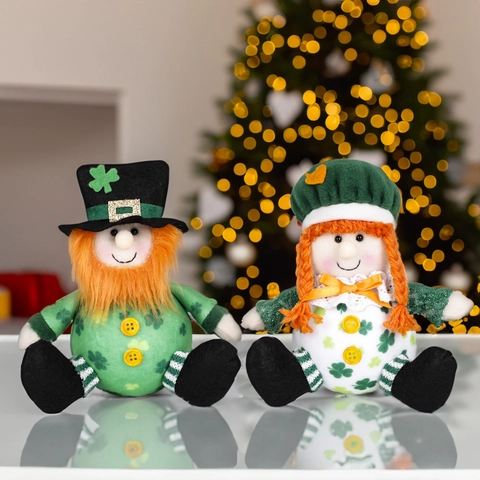 St. Patrick's Day Leprechaun Gnomo Peluche Bambola Verde Trifoglio Irlandese Festivo Gnomo Ornamenti Appesi Festa Decorazione Casa