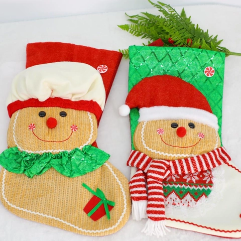 Calcetines de Navidad de Hombre de Jengibre Grandes Bolsas de Regalo Colgantes para Decoraciones de Árbol de Navidad