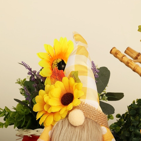 Zonnebloem Kabouter Pluche Oogstfeest Decor Polyester Stof Zweedse Tomte Herfst Thanksgiving Zonnebloem Ornament Voor Huis