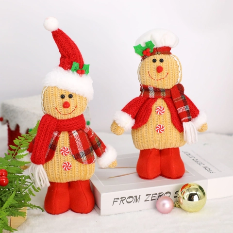 Weihnachten Lebkuchenmann Plüschpuppe Ornament Strickstoff Lebkuchenmann Kochmütze Weihnachtsmütze Für Party Home Deko Geschenk