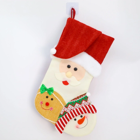 Grande Calza di Natale Babbo Natale Pupazzo di Neve Omino di Pan di Zenzero Sacchetto Regalo Caramelle Decorazione Albero Natale Casa