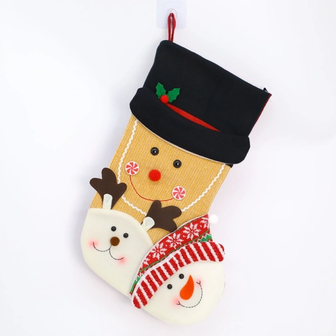 Grande Calza di Natale Babbo Natale Pupazzo di Neve Omino di Pan di Zenzero Sacchetto Regalo Caramelle Decorazione Albero Natale Casa