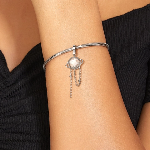 925 Sterling Zilveren Planeet Saturnus Hanger Met Zirconia Kwastje Ster Charms Voor Ketting Armband Y2K Mode Sieraden Maken