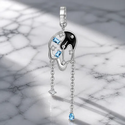 Y2K Stil 925 Sterling Silber Schmelzende Uhr Anhänger Mit Quasten Und Strass Künstlerische DIY Schmuck Charme Zubehör Für Damen