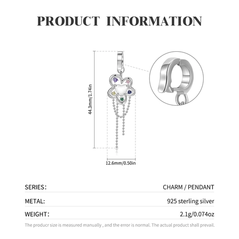 925 Sterling Silver Y2K Flower Pendant Heart Center Colorful Rhinestone Tassel Charm For DIY Necklace Bracelet Jewelry