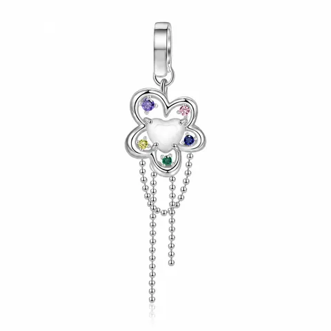 925 Sterlingsilber Y2K Blume Anhänger Herzmitte Bunte Strass Quaste Charm Für DIY Halskette Armband Schmuck