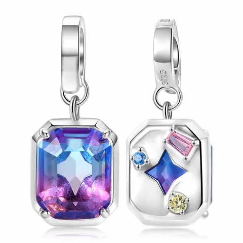 Y2K Millennium 925 Sterling Zilveren Hanger Gradiënt Multicolor Strass Geometrische DIY Accessoire Voor Ketting Armband
