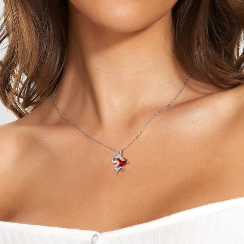 925 Sterling Zilver Hart Geboortesteen Hanger Ketting Zirconia Ingelegd Slang Hart Hanger Alleen Zonder Ketting Vrouwen