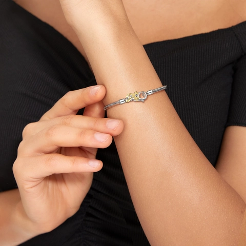 Fermoir Mousqueton en Argent Sterling 925 avec Nœud et Ruban Connecteur Strass pour Bricolage Bracelet Collier Bijoux