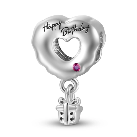 925 Sterlingsilber Happy Birthday Hohl Herz Charm Mit Geschenkbox Anhänger Strass Eingelegt DIY Armband Zubehör