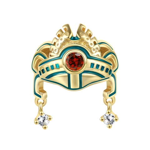 925 Sterling Silver Skull Necklace Tribal Helmet Enamel Gothic Synthetic Ruby Zirconia Pendant Individual Ethnic Jewelry