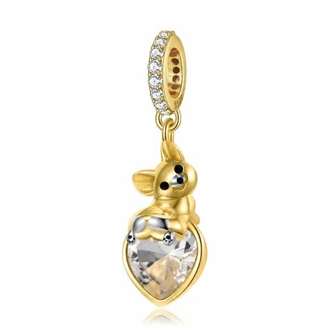 S925 Sterling Silver Corgi Dog Heart Pendant Cute Animal Dangle Charm With Rhinestone For DIY Bracelet Necklace Women Jewelry
