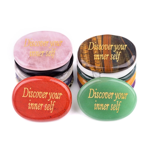 Natural Crystal Agate Engraved Worry Stone Discover Your Inner Self Palm Stone For Meditation Healing Home Decor Accent