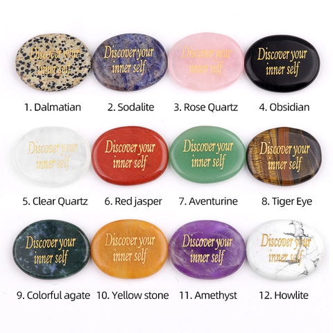Natural Crystal Agate Engraved Worry Stone Discover Your Inner Self Palm Stone For Meditation Healing Home Decor Accent