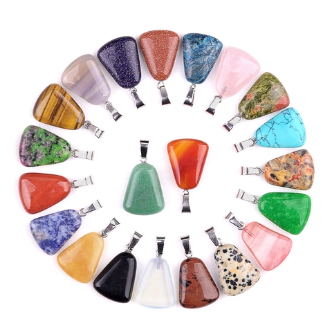 Natural Crystal Semi-Precious Stone Trapezoid Pendant For Jewelry Making DIY Earrings Necklace Handcrafted Geometric Stone Pendants Jewelry Findings