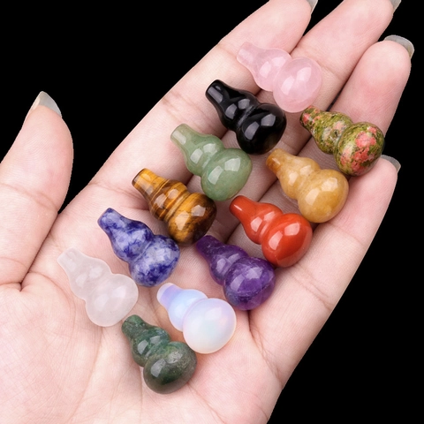 Perles en Pierre Semi Précieuse Naturelle Forme de Calebasse Mini Pendentif Hulu pour Fabrication de Bijoux DIY Cristal Guérison