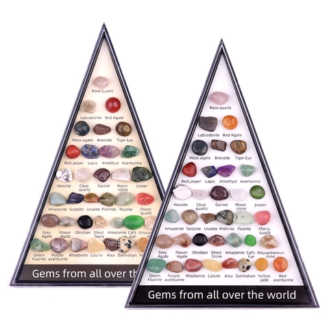 Natürliche Kristall Achat Mineralprobe Polierte Edelstein Sammlung Dreieck Box Pädagogische Wissenschaft Kit Heim Dekor Geschenk