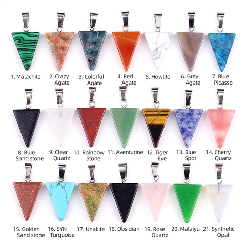 Triangle Natural Crystal Semi-Precious Stone Pendant With Alloy Bail DIY Earring Necklace Jewelry Making Accessory Women