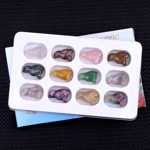 Natürlicher Kristall Achat Vogel Gravur Statuen Polierte Edelstein Mineralienproben Geschenkset Für Heimdeko Bildung Boxed