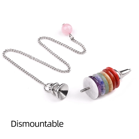 7 Chakra Naturstein Kristall Pendel Scheibe Geschichtet Reiki Heilung Anhänger Mit Legierung Kette Für Yoga Meditation Schmuck