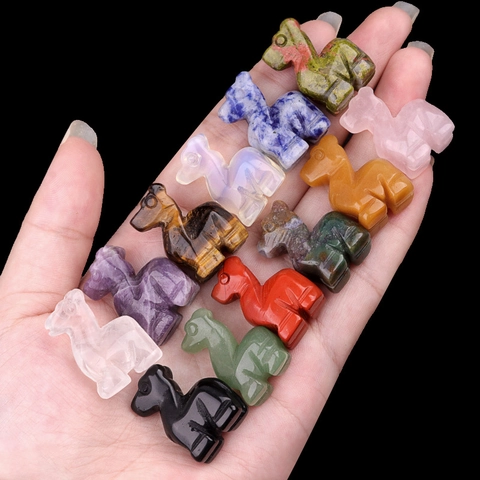 Hand Carved Natural Crystal Agate Animal Deer Figurine Healing Stone Miniature Home Office Desk Decoration Ornament