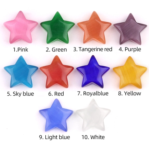 Mini Adornos Pulidos de Piedra de Ojo de Gato en Forma de Estrella de 30mm Piedra Curativa Sintética Multicolor Decoración de Hogar