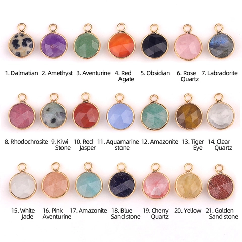 Ciondolo a Forma di Pietra Agata di Cristallo Naturale Sfaccettato Bordo Avvolto in Rame Colore Oro Accessori per Collana Orecchini Fai da Te