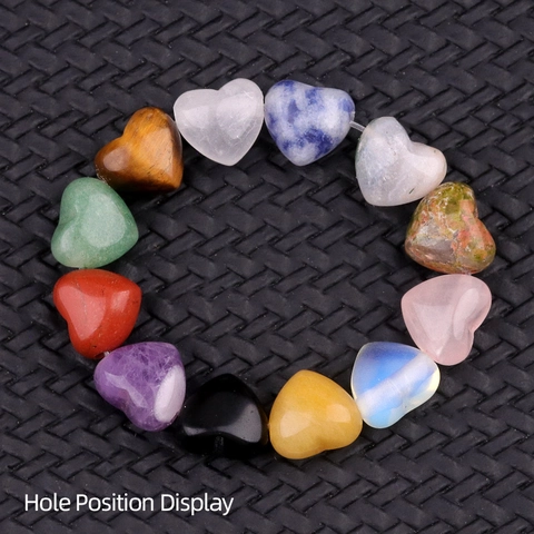 Cuentas de Forma de Corazón de Cristal Natural Ágata Piedra Semipreciosa Pulida Colgantes Con Agujero Transversal para Creación de Joyas DIY