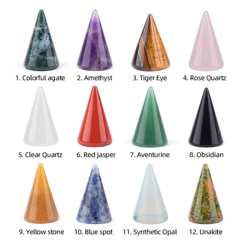 Natürlicher Kristall Halbedelstein Kegel Ringhalter Geometrischer Schmuckständer Für Fingerring Display Desktop Ornament Haus Deko