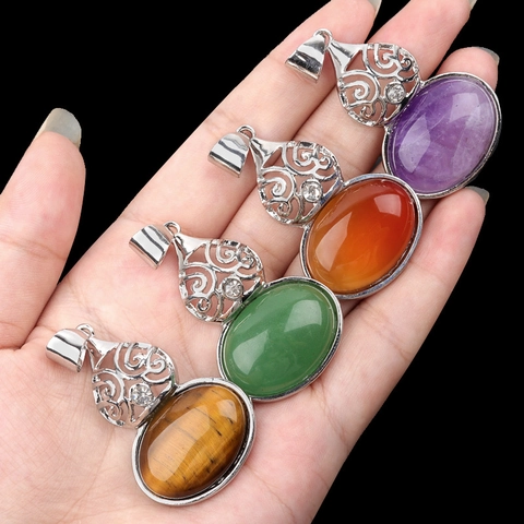 Vintage Gourd Wu Lou Pendant Necklace Natural Crystal Agate Shell Alloy Inlaid Rhinestone Healing Stone Ethnic Jewelry For Women Men