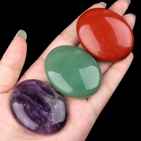 Natural Polished Semi-Precious Palm Stone Oval Worry Stone For SPA Massage Therapy Healing Crystal Meditation Home Office Decor