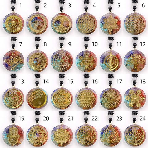 Orgone Energy Pendant Necklace Natural Stone Resin Chakra Healing Spiritual Symbol Jewelry For Women Men Everyday Gift