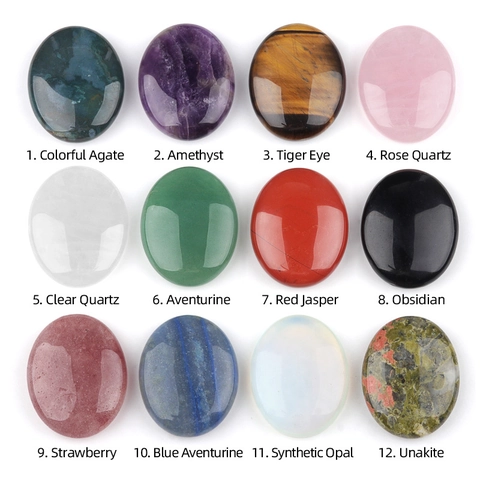 Natural Polished Semi-Precious Palm Stone Oval Worry Stone For SPA Massage Therapy Healing Crystal Meditation Home Office Decor