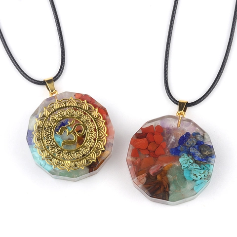 Orgone Energy Pendant Necklace For Women Men Natural Stone Resin Chakra Tree of Life Mandala Geometric Yoga Meditation Jewelry