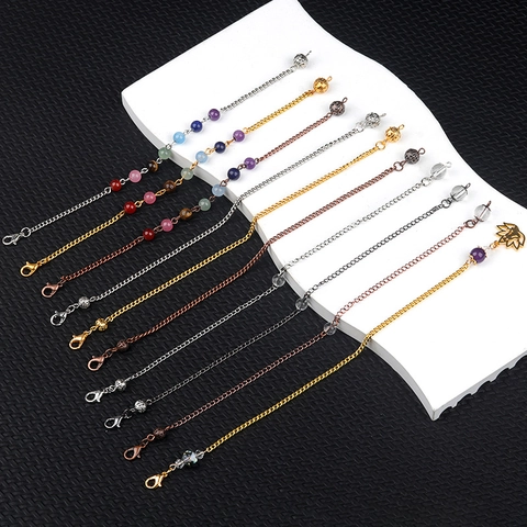 Cadena para Hacer Joyas DIY Con Cuentas de 7 Chakras Colgante de Flor de Loto Bola Hueca para Péndulo de Yoga Accesorio de Metal