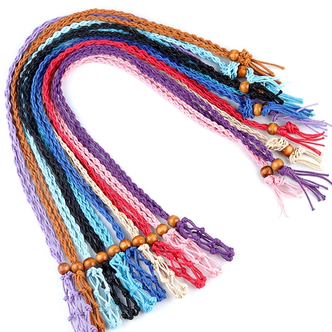 Handmade Woven Waxed Cord Necklace Adjustable Net Cage Design With Wooden Beads Retro Jewelry Finding For Raw Stones