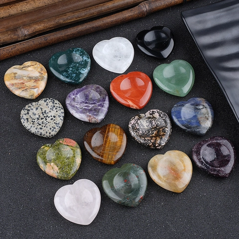 Heart Worry Stone Natural Crystal Agate Polished Thumb Stone Healing Energy Pocket Stone Meditation Stress Relief Decor