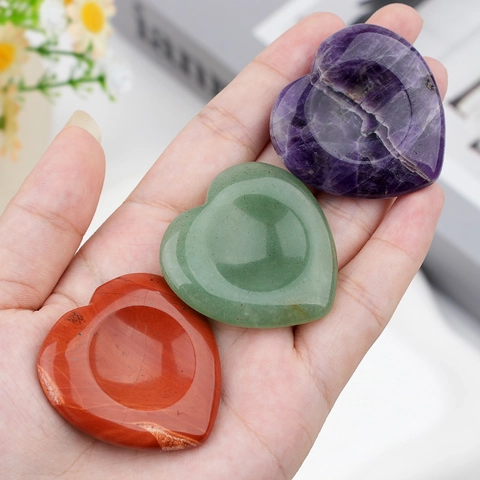 Heart Worry Stone Natural Crystal Agate Polished Thumb Stone Healing Energy Pocket Stone Meditation Stress Relief Decor