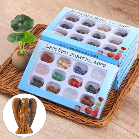 Natural Stone Crystal Angel Statues Healing Crystal Mini Angel Figurines For Home Office Decor Spiritual Decoration Gift