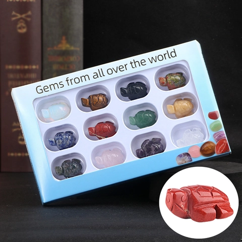 12er Set Naturstein Geschnitzte Schildkröte Mini Edelstein Kristall Schildkröten Ornamente Für Home Decor Meditation Geschenk