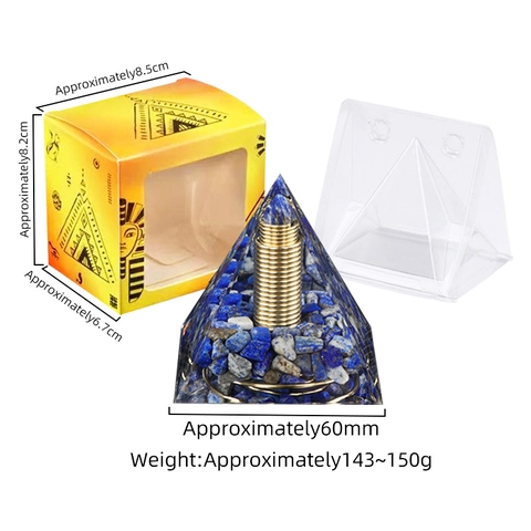 Orgone Energy Pyramid Natural Crystal Stone Chips Resin Healing Generator With Copper Coil For Home Office Desk Ornament